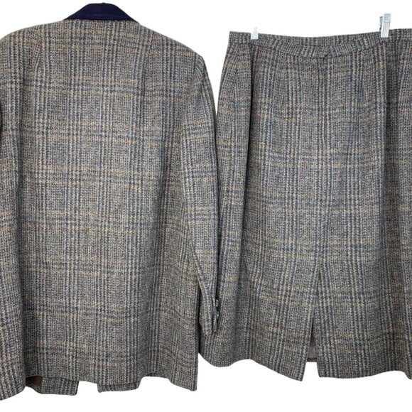 Womens Custom VTG 90s Wool Plaid Riding Suit 2XL-Jacket / L-Skirt 7686 - Picture 5 of 10